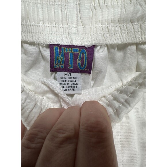 NWT MTO Men’s Shorts White Size M/L Cotton Pockets Drawstring Waist Y2K - Picture 3 of 8